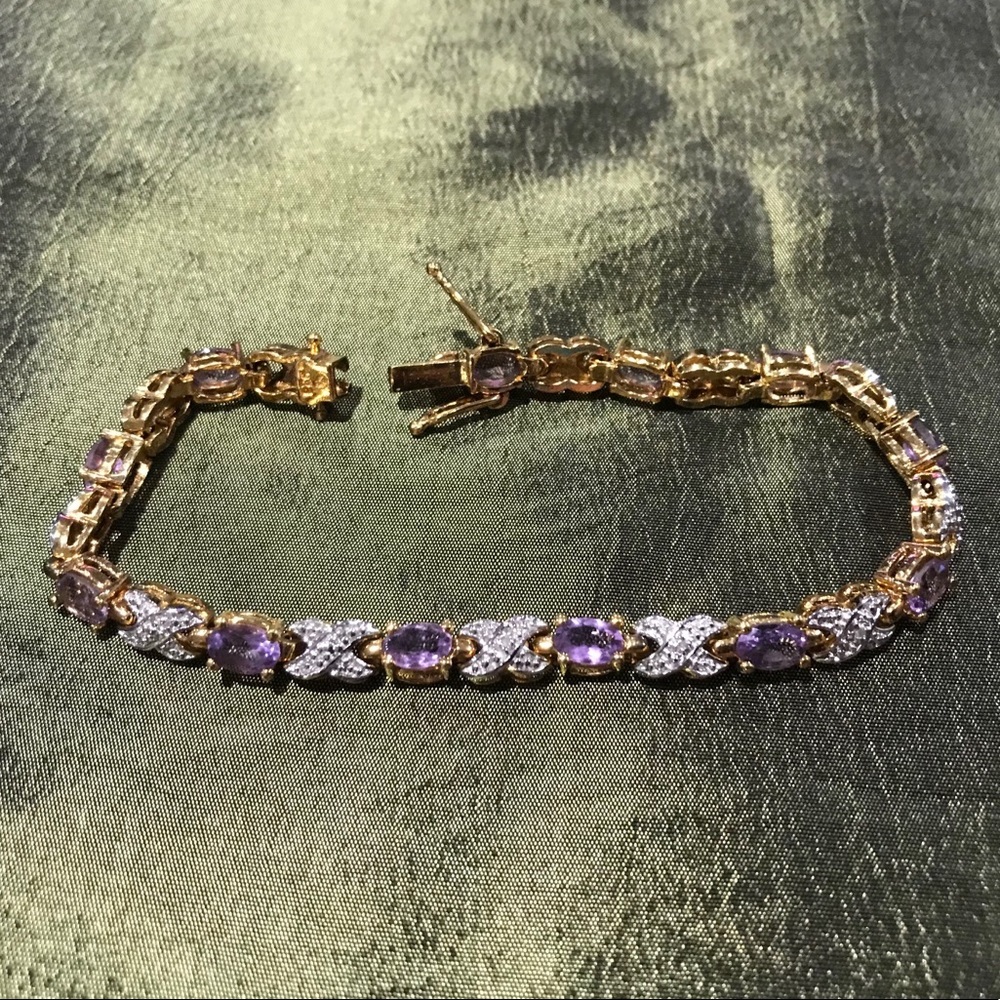 Sterling silver and purple stone bracelet